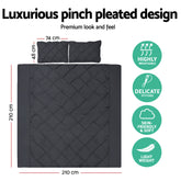 Giselle Cotton Quilt Cover Set Queen Bed Pinch Pleat Diamond Duvet Doona Black